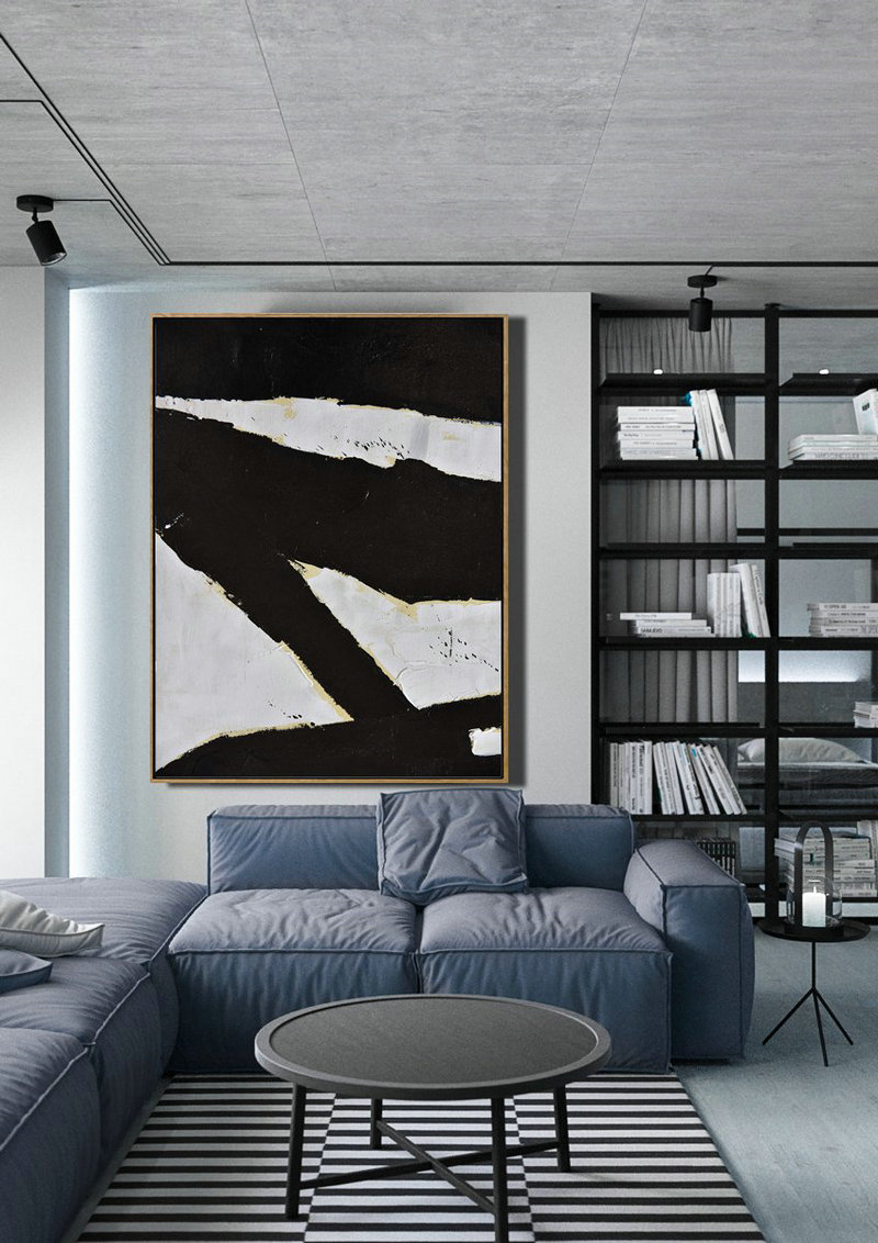 Hand Made Abstract Art,Minimalist Painting On Canvas, Palette Knife Vertical Minimal Art - Large Oil Canvas Art